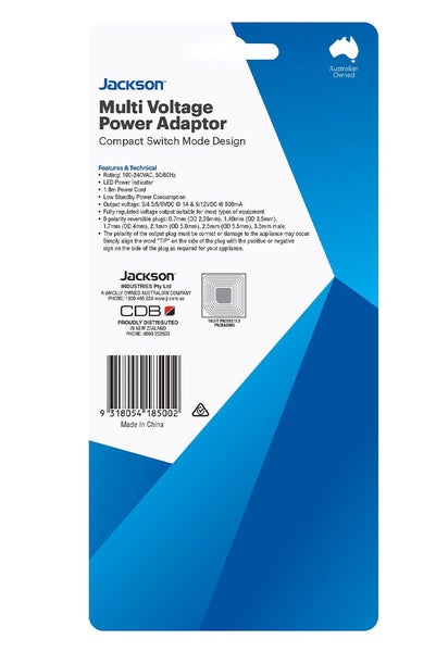 Jackson Multi Voltage Power Adaptor Black Carousel 3