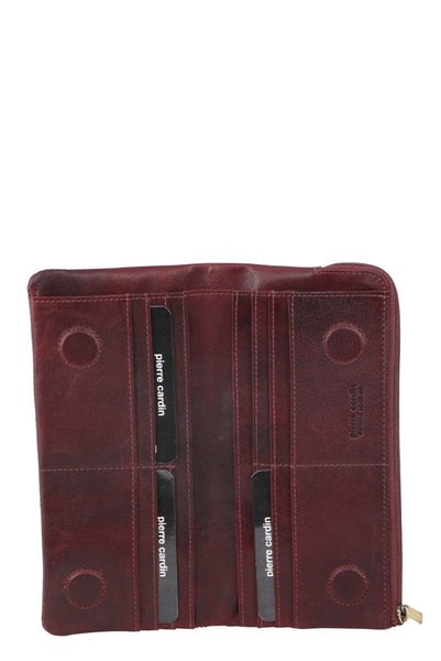 Pierre Cardin Tatum Women's Rustic Leather RFID Wallet Cherry Carousel 2
