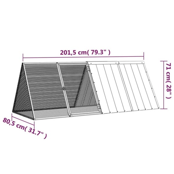 Rabbit Cage Anthracite 201.5x80.5x71 Cm Galvanised Steel Oioptl Carousel 2