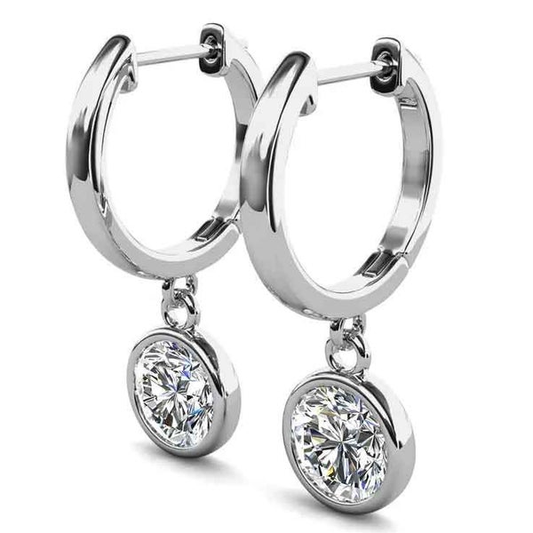 925 Sterling Silver Huggie 1 Carat Moissanite Earrings "Leonie" Carousel 9