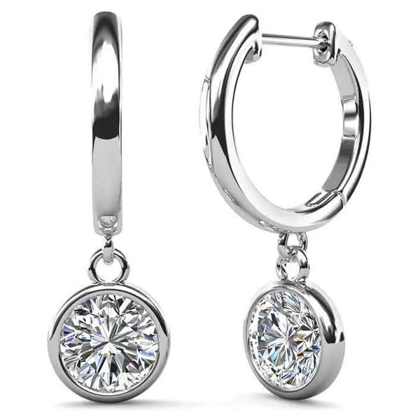 925 Sterling Silver Huggie 1 Carat Moissanite Earrings "Leonie" Carousel 1