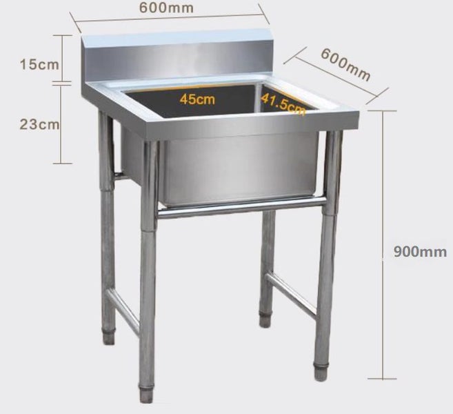 Stainless Steel Freestanding single Sink 600mm L *600mm D *900mm H Carousel 2