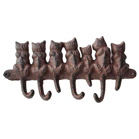 Cast Iron Seven Cat with 4 Hooks Rack Key Rack Carousel 1