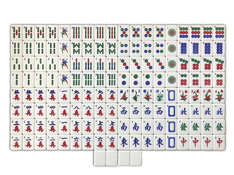 Professional English Mahjong Set With 4 Blank Tiles (Green 38mm Size)62995693809410111