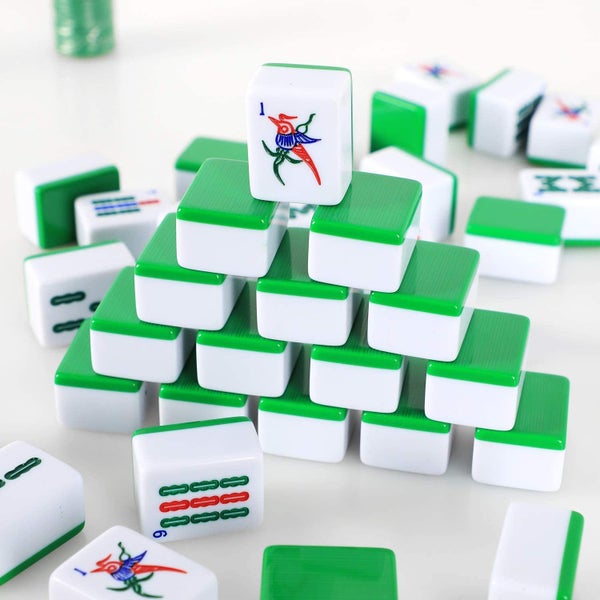 Professional English Mahjong Set With 4 Blank Tiles (Green 38mm Size)62995693809410112
