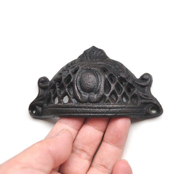 Cast Iron Cabinet Door Semicircular Hollow Handle Wardrobe Retro Carousel 2