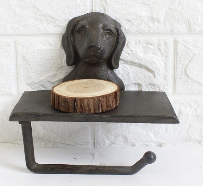 Cast Iron Dog Head Toilet Paper Roll Holders Carousel 1