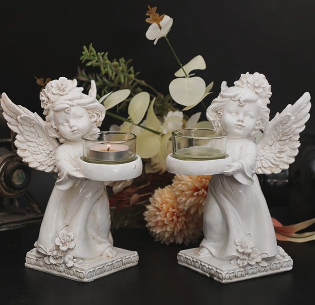 Resin Angel Candle Holder Angel Statue (Set of 2) Carousel 1