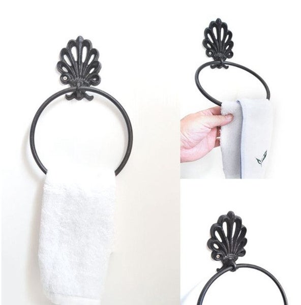 Cast Iron Towel Ring & Toilet Paper Roll Holder Set Carousel 2