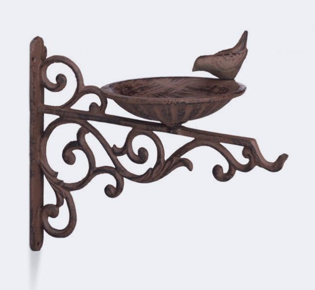 Cast Iron Single Bird Bath Feeder Wall Mounted Bracket Carousel 2