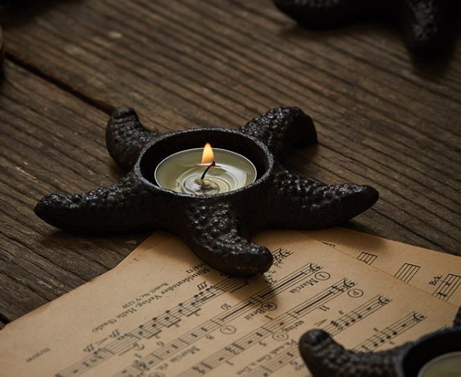 Cast Iron Starfish Tealight Votive Candle Holder Carousel 2