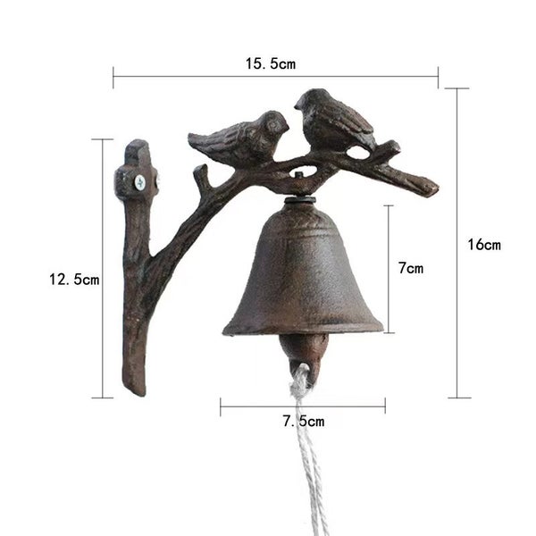 Antiqued Brown Cast Iron Birds Bell Carousel 2