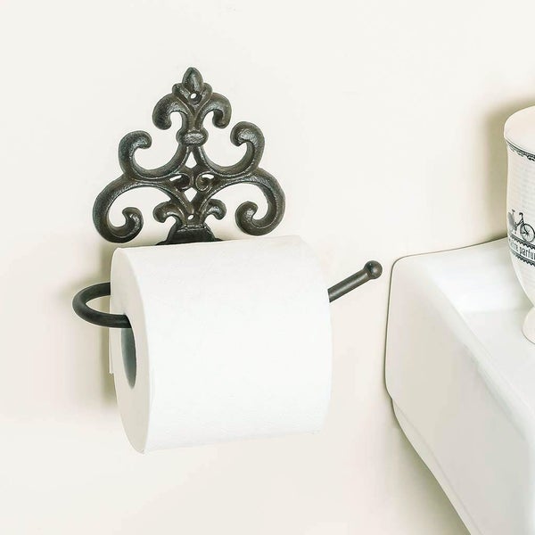 Cast Iron Ornate Wall Toilet Roll Holder Black (TH002) Carousel 1