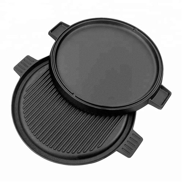 Cast Iron Reversible Round Griddle Grill Plate (36cm) Carousel 1
