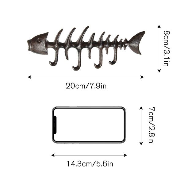 Vintage Cast Iron Fish Bones Wall Mount Rack with 4 Hooks Carousel 3