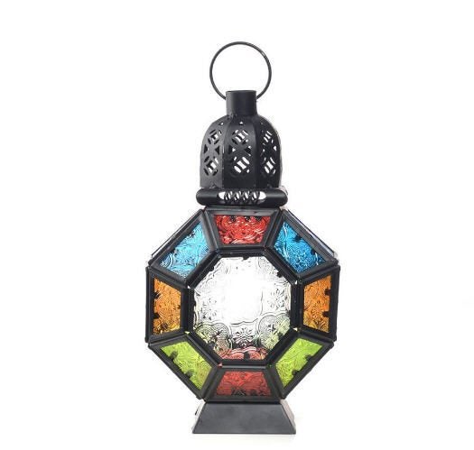 Moroccan Style Multicolored Glass Candle Holding Lanterns Outdoor or Indoor Use Carousel 4