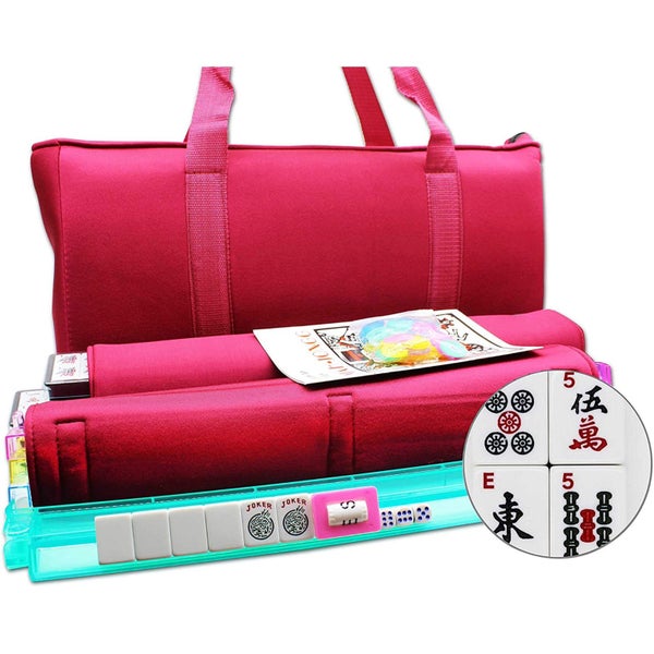 166 Tile English Mahjong Set Soft Bag Case With 4 Color Pushers629576114640651124