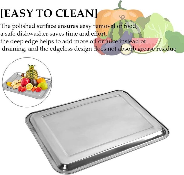 Stainless Steel BBQ Serving Tray Food Platter Container (40*30*2cm Deep) Carousel 4