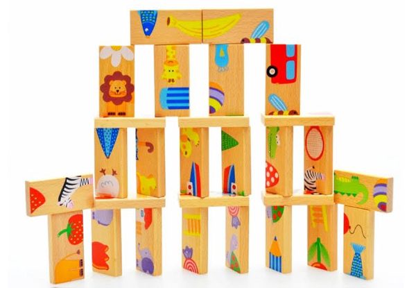 28-Piece Set of Wooden Animal Dominoes Carousel 2