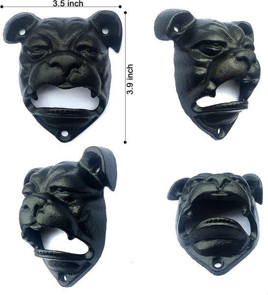 Dog Head Shape Cast Iron Wall -Mounted Bottle Opener (Black) Carousel 2