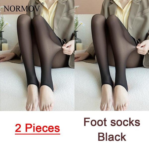 NORMOV 2 Pcs Winter Women Warm Leggings High Waist Super Elastic Carousel 1