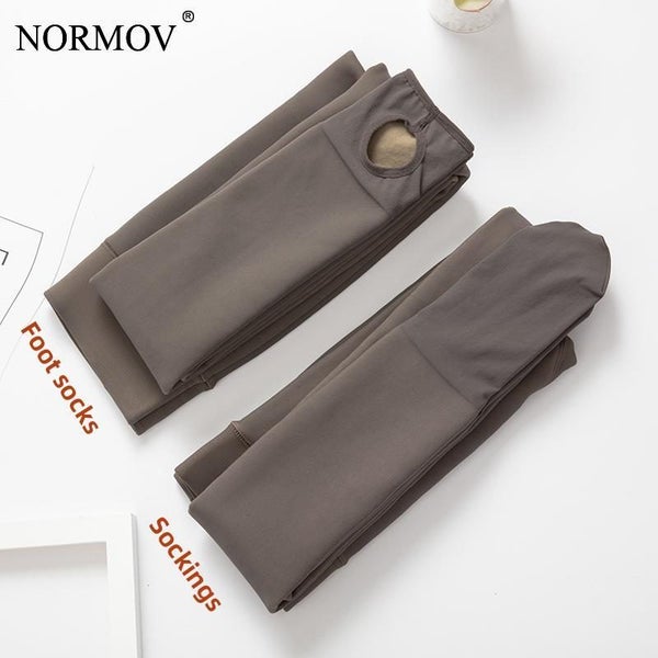 NORMOV 2 Pcs Winter Women Warm Leggings High Waist Super Elastic Carousel 7