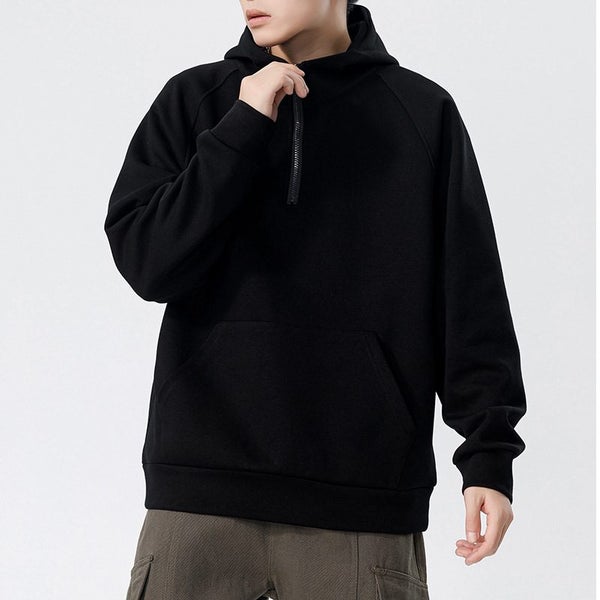 DUYIT Half-Zip Hooded Sweater Men's Autumn/Winter New Loose Solid Carousel 1