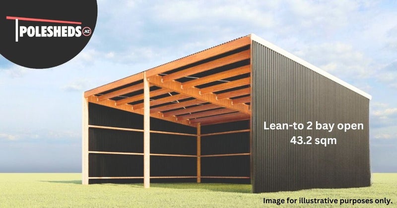 Farm Shed Kitset Lean-to 2 Bay Open 43.2sqm Carousel 1