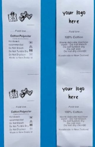 Personalised Care Labels for clothing 100. 30x60 (fold over) Carousel 1