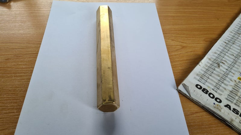 1 (25.4mm) Brass Hex Bar x 200mm Long : BidBud