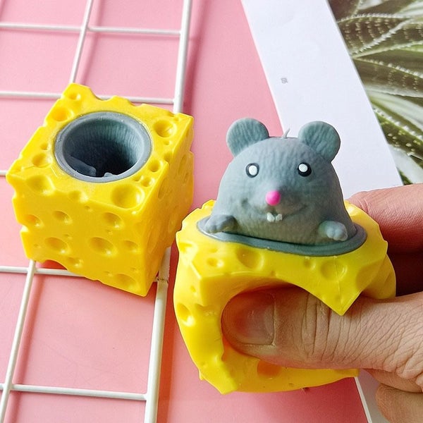 Pop Up Funny Mouse And Cheese Block Squeeze Anti Stress Toy Hide And Carousel 7
