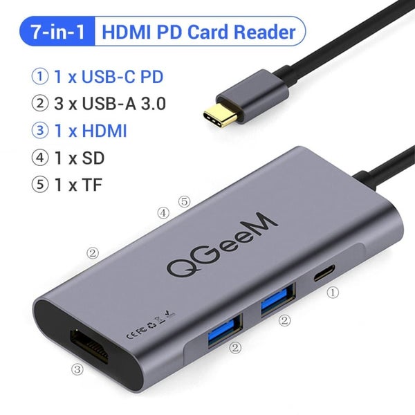 Multi Usb 3.1 Hub to Hdmi Usb 3.0 Tf Sd Adapter for Ipad Pro, Macbook Pro Carousel 1