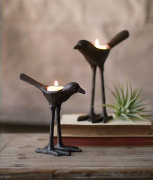 Cast Iron Bird Tealight Holder Candle Holder (Set of 2) Carousel 1
