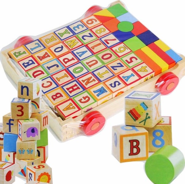 Wooden Block Pull Along Block Cart And Blocks under half price Carousel 2
