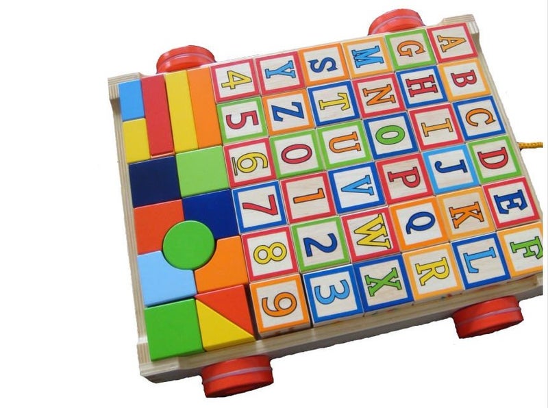 Wooden Block Pull Along Block Cart And Blocks under half price Carousel 14