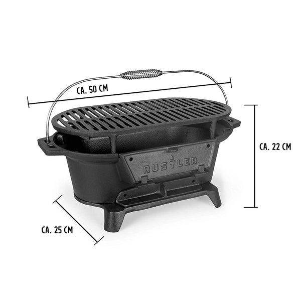 BBQ-Toro Hibachi Style Cast Iron Grill Pan with Grill Grate, 50 x