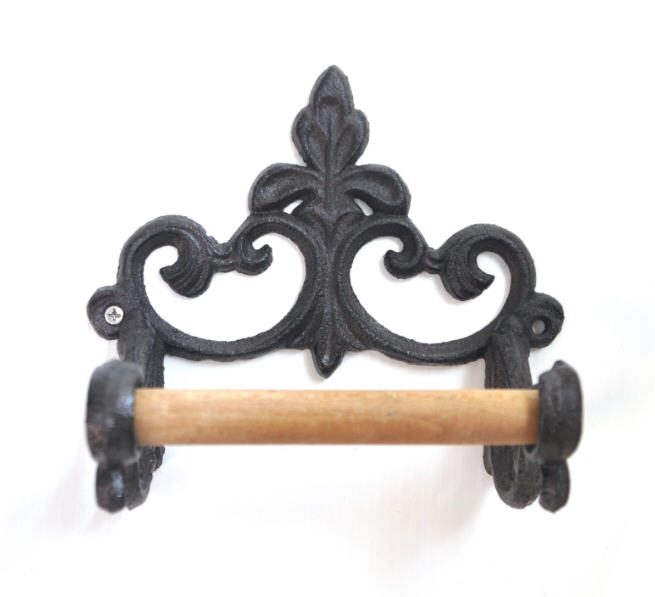 Vintage Cast Iron Towel Toilet Paper Roll Holder Carousel 1