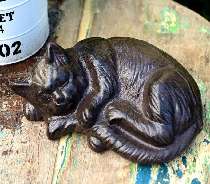 Cast Iron Sleeping Cat Sculpture Carousel 1
