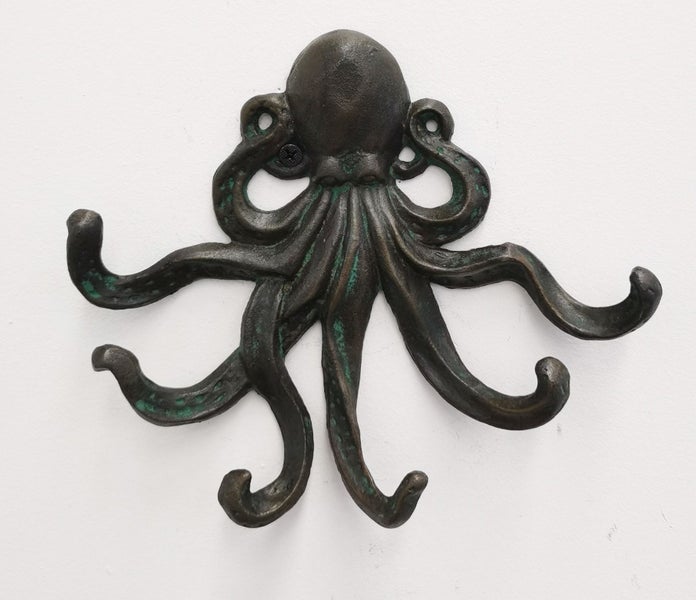 Large Decorative Cast Iron Octopus 5 Arm Wall Hook : BidBud