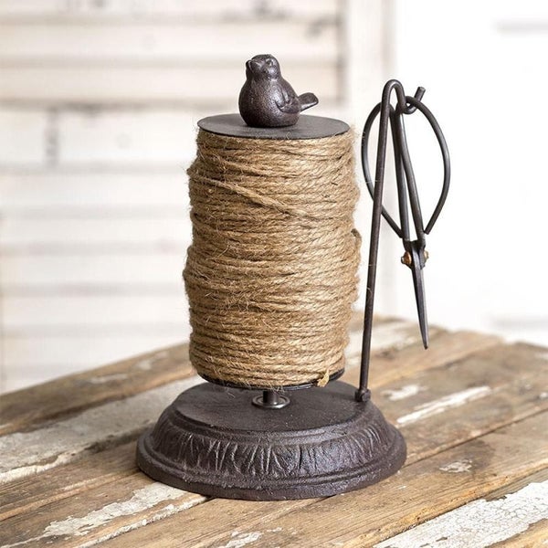 Cast Iron Bird String Holder String Dispenser with Scissors Carousel 1