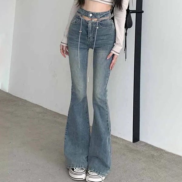 Biyaby High Waist Hollow Out Jeans Women Hot Girl Vintage Streetwear Carousel 2