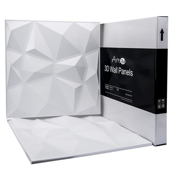 Textures 3D Wall Tiles Panels White Diamond Design 12 PCS Carousel 10