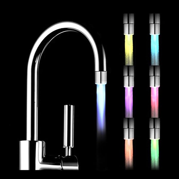 2pcs Led Faucet Colorful Self-changing Kitchen Splash Nozzle Bathroom Carousel 2