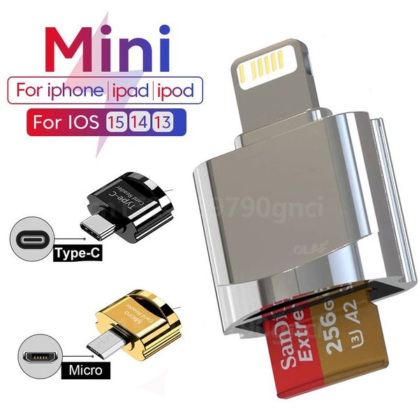 For iPhone Micro Type C SD TF Card Reader OTG Adapter External OTG Carousel 2