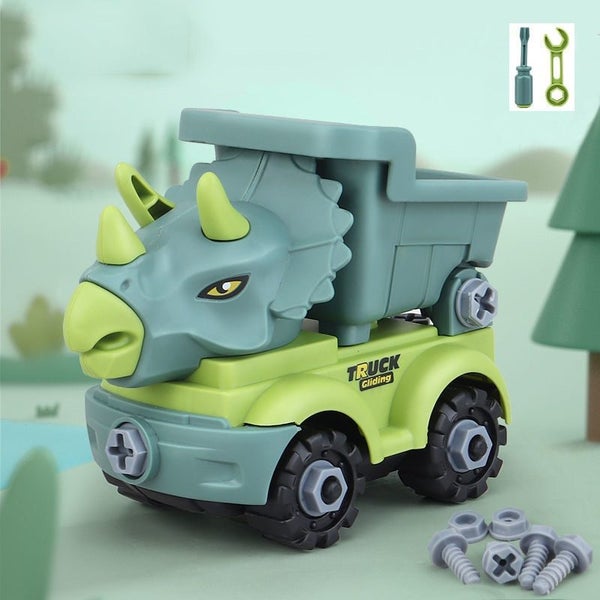 Dinosaur Construction Vehicle Toys. DIY Building Car Transport Toy Carousel 1