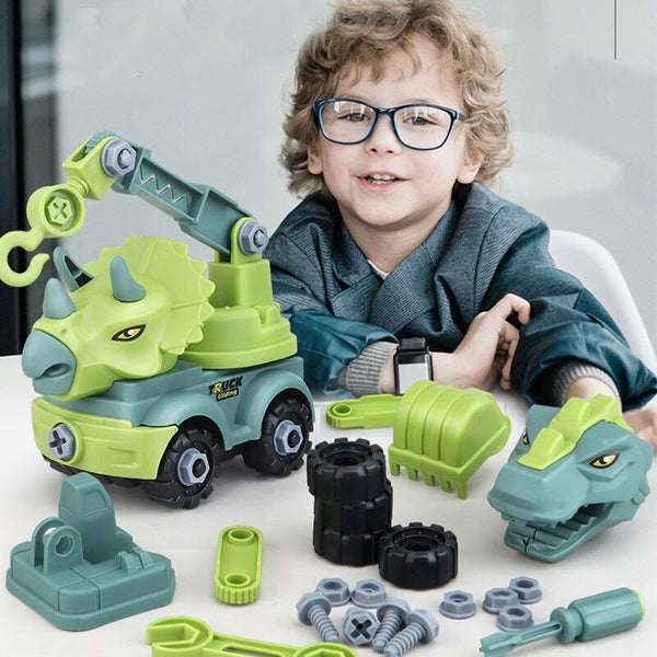 Dinosaur Construction Vehicle Toys. DIY Building Car Transport Toy Carousel 2