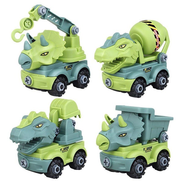 Dinosaur Construction Vehicle Toys. DIY Building Car Transport Toy Carousel 6