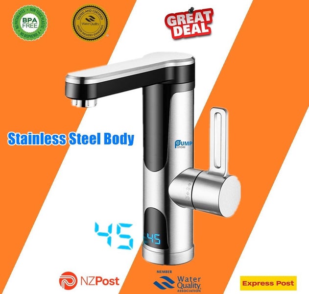 S. Steel Instant Electric Tankless LED Hot Water Heater Tap Bathroom Sink Basin Carousel 1