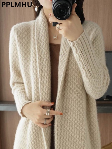 Fall Winter Thick Long Sweater Cardigan Coats Women Casual Loose Knit Carousel 2