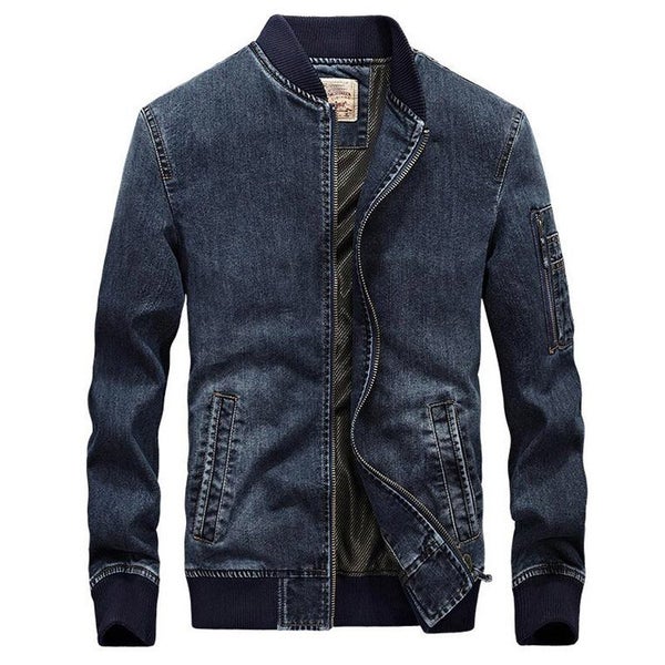 Denim Jacket Men Fashion Embroidered Spring Autumn Stand Collar Jeans Carousel 1